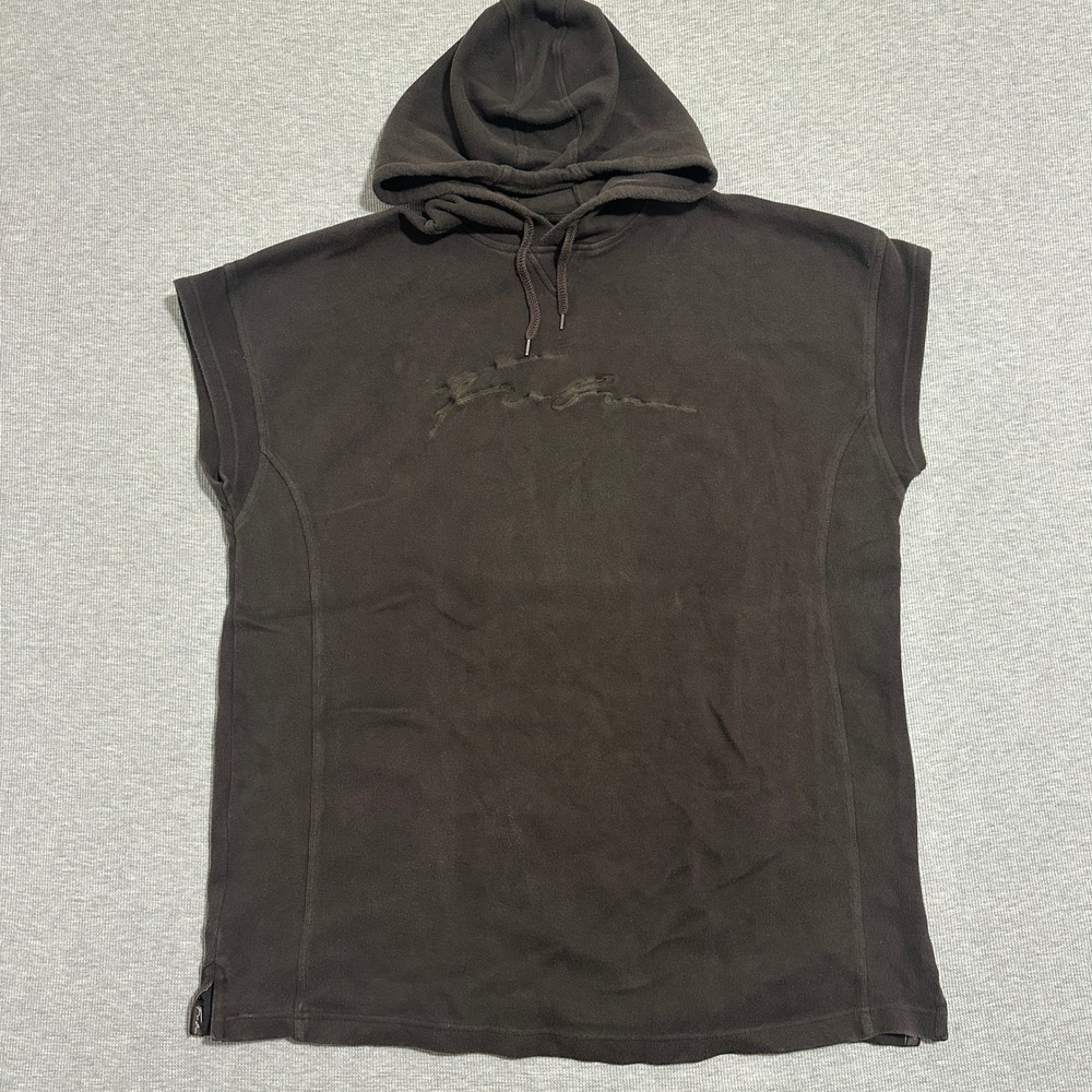 FUBU The Collection Sleeveless Hoodie Embroidered Logo 100 Cotton Mens Brown XXL